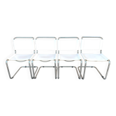 Set of 4 Bauhaus S33 chairs by Mart Stam in leather and steel.