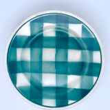 Vintage beige and green checkered service