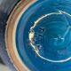 Vintage Italian vase in blue glazed ceramic, relief decoration.