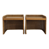 Set of two Italian rattan  nitgh stands 1950s