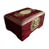 Jewel box, jade, brass, mahogany, china