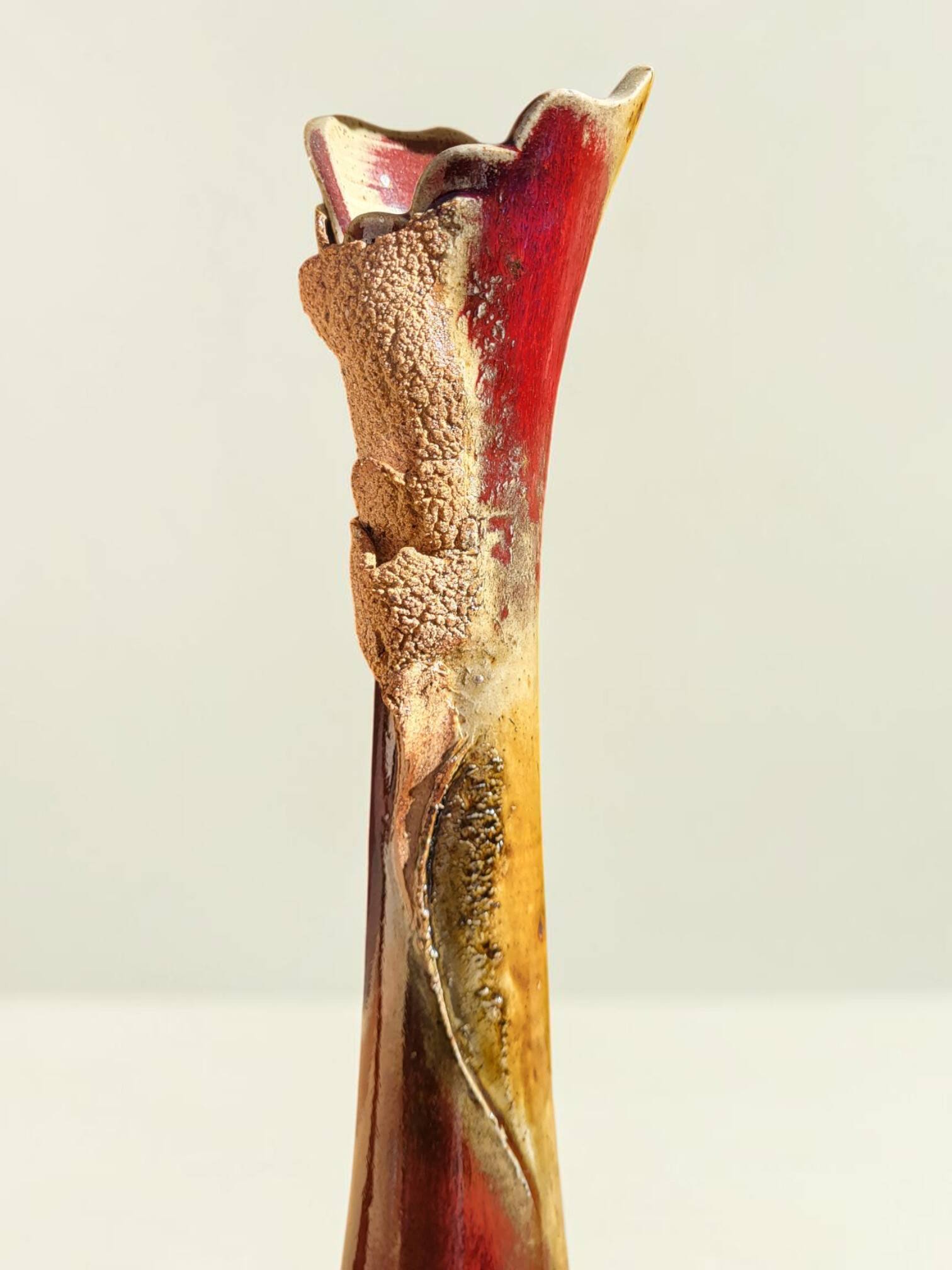 Glazed stoneware single-flower vase, signed Potelune, La Borne.