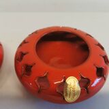 Pair of candle holders from the 1960s-1970s, crafted in red ceramic