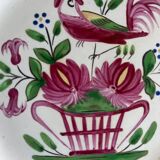 Plate with bird and flower basket. Luneville