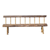 Large vintage wooden bench, old wooden bench, handcrafted bench, brutalist, entrance hall