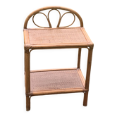 Bedside table, vintage bamboo and rattan shelf