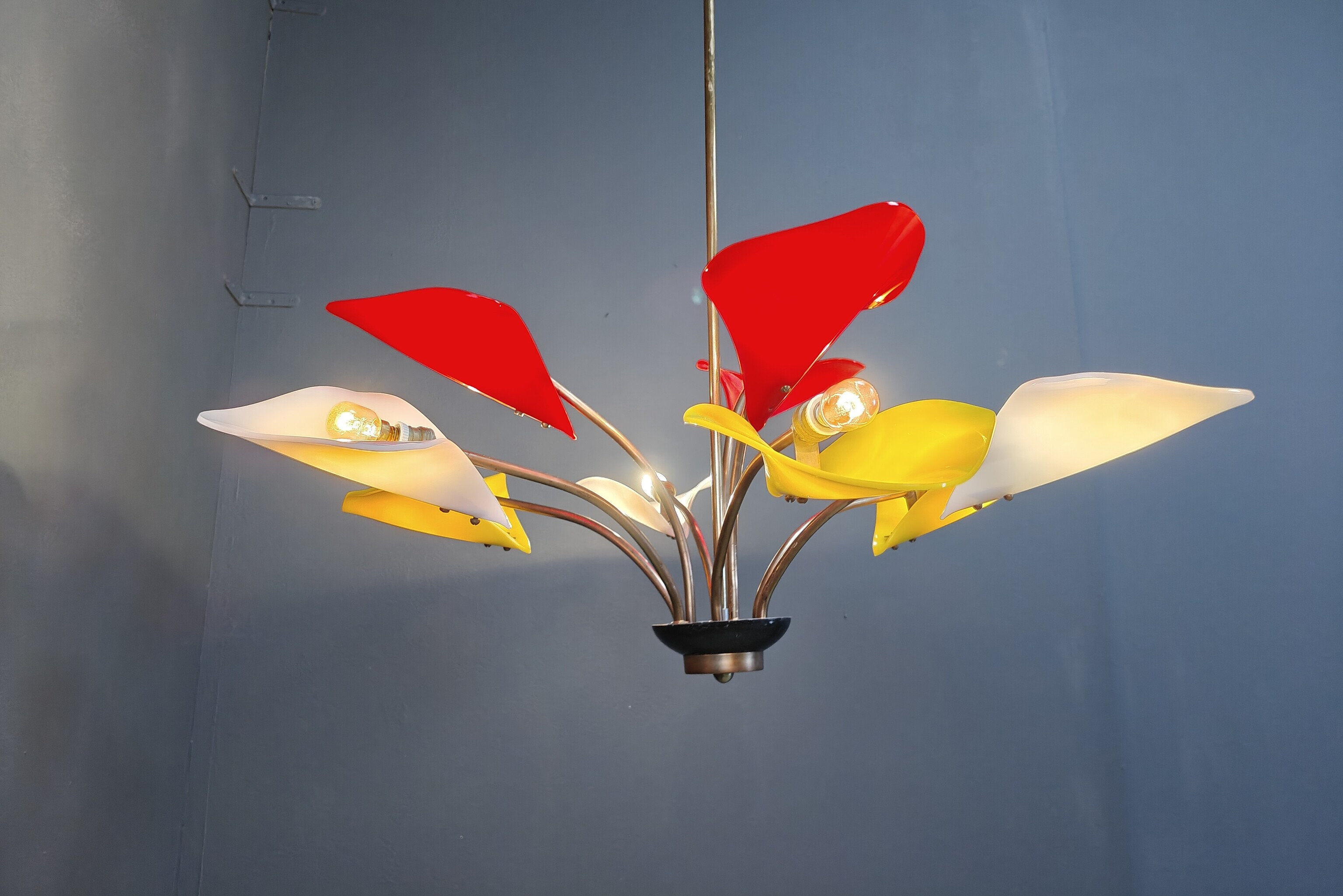 Vintage multi colour Italian chandelier, 1960s