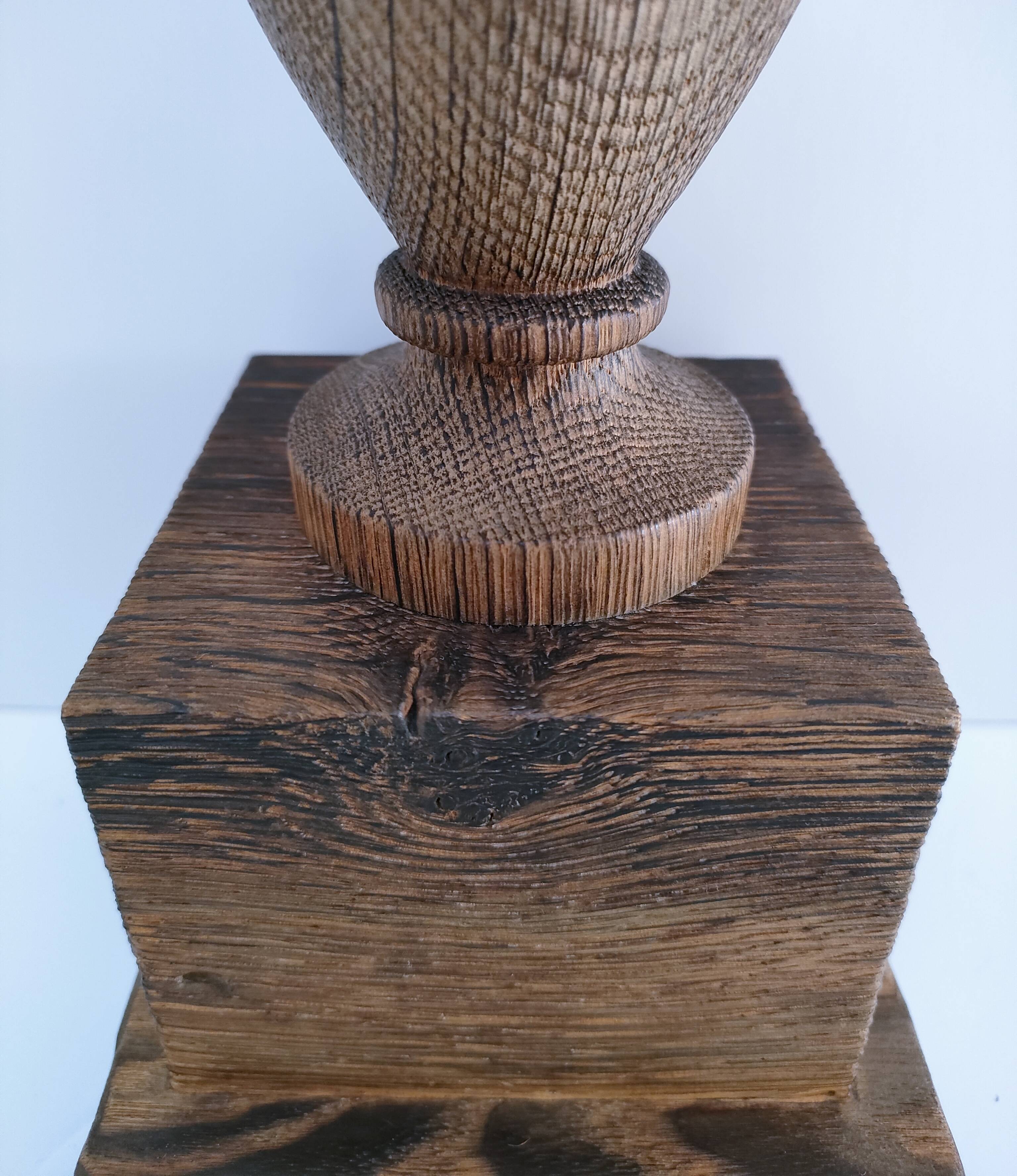 XL turned solid wood lamp base H.45.5 cm
