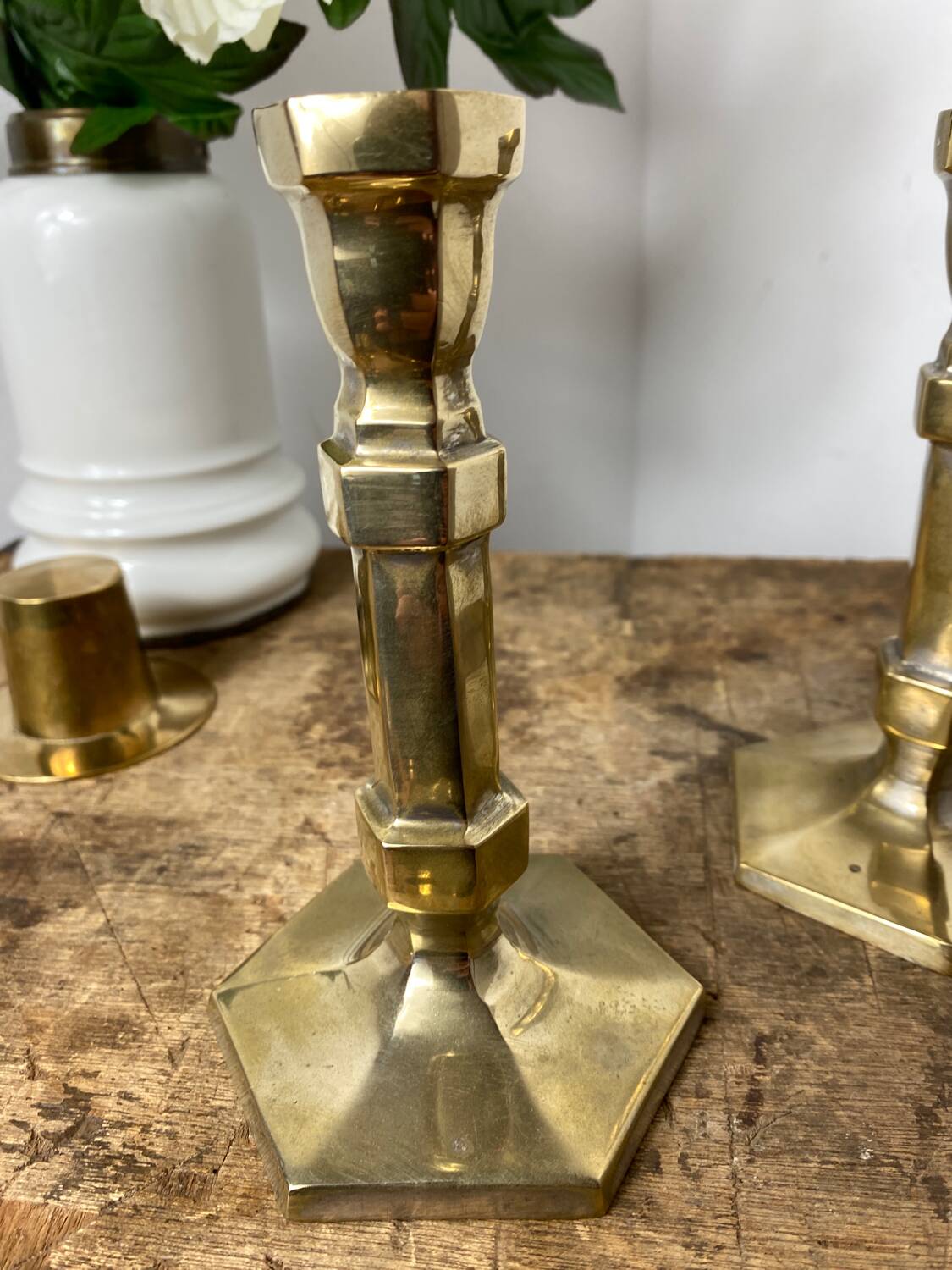 Pair of brass candlesticks