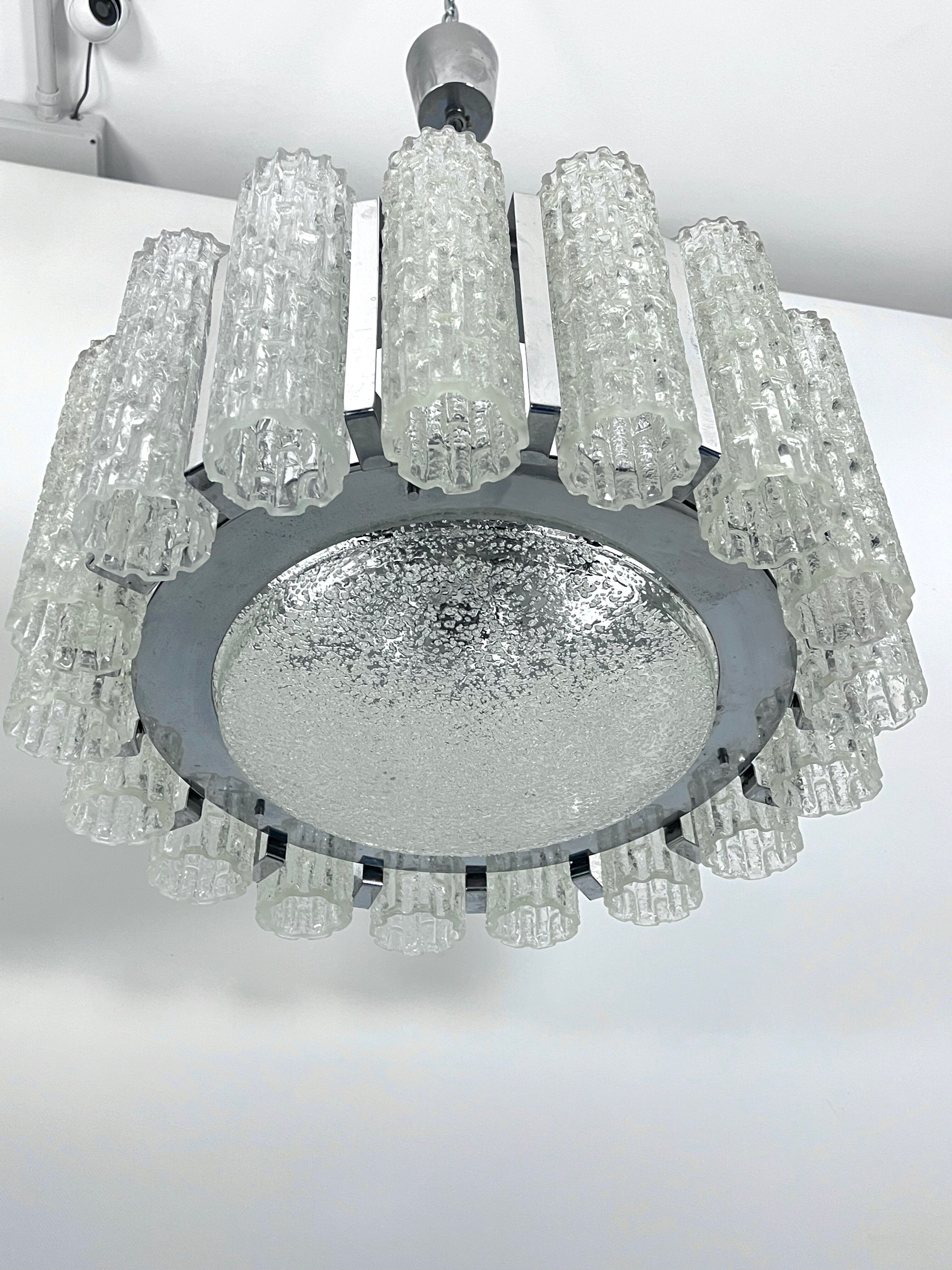 Set of two Mid-Century Murano glass element chandeliers. Italy 1960s