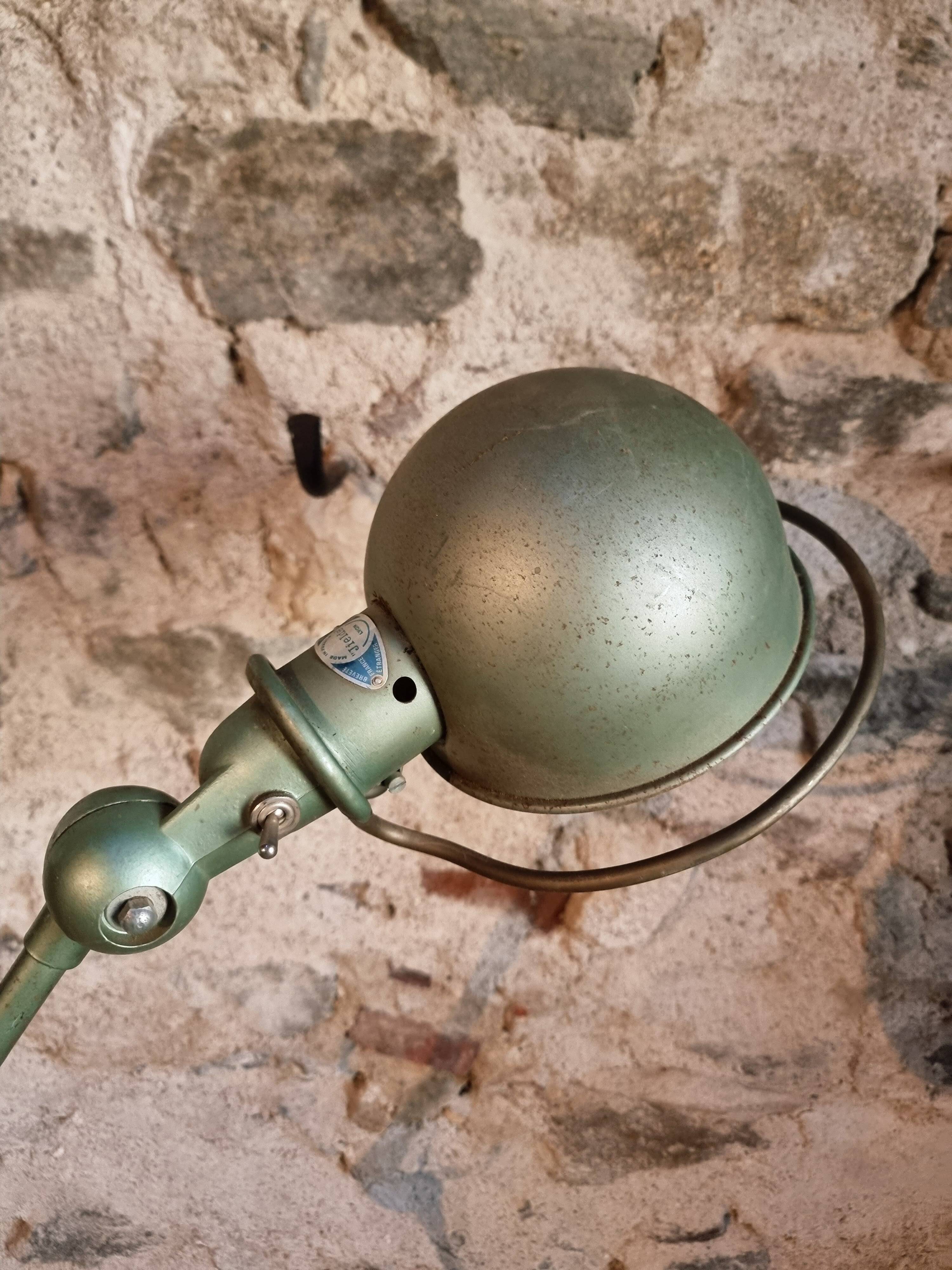 Lampe industrielle vintage Jieldé à 3 bras verte – Lampe de travail française réglable B22