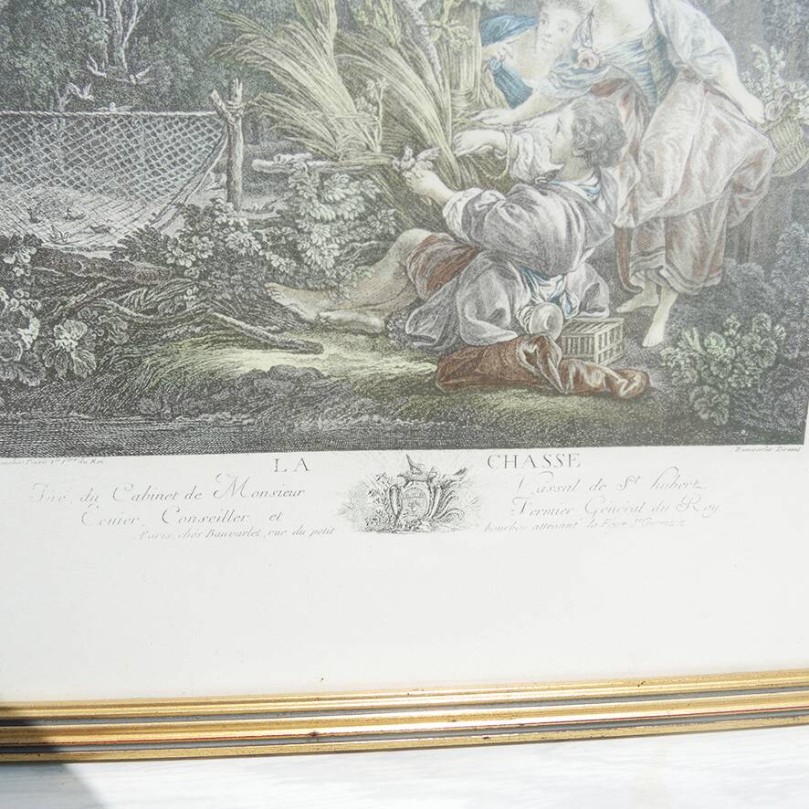 Old framed lithograph: The Hunt of Beauvarlet Jacques Firmin