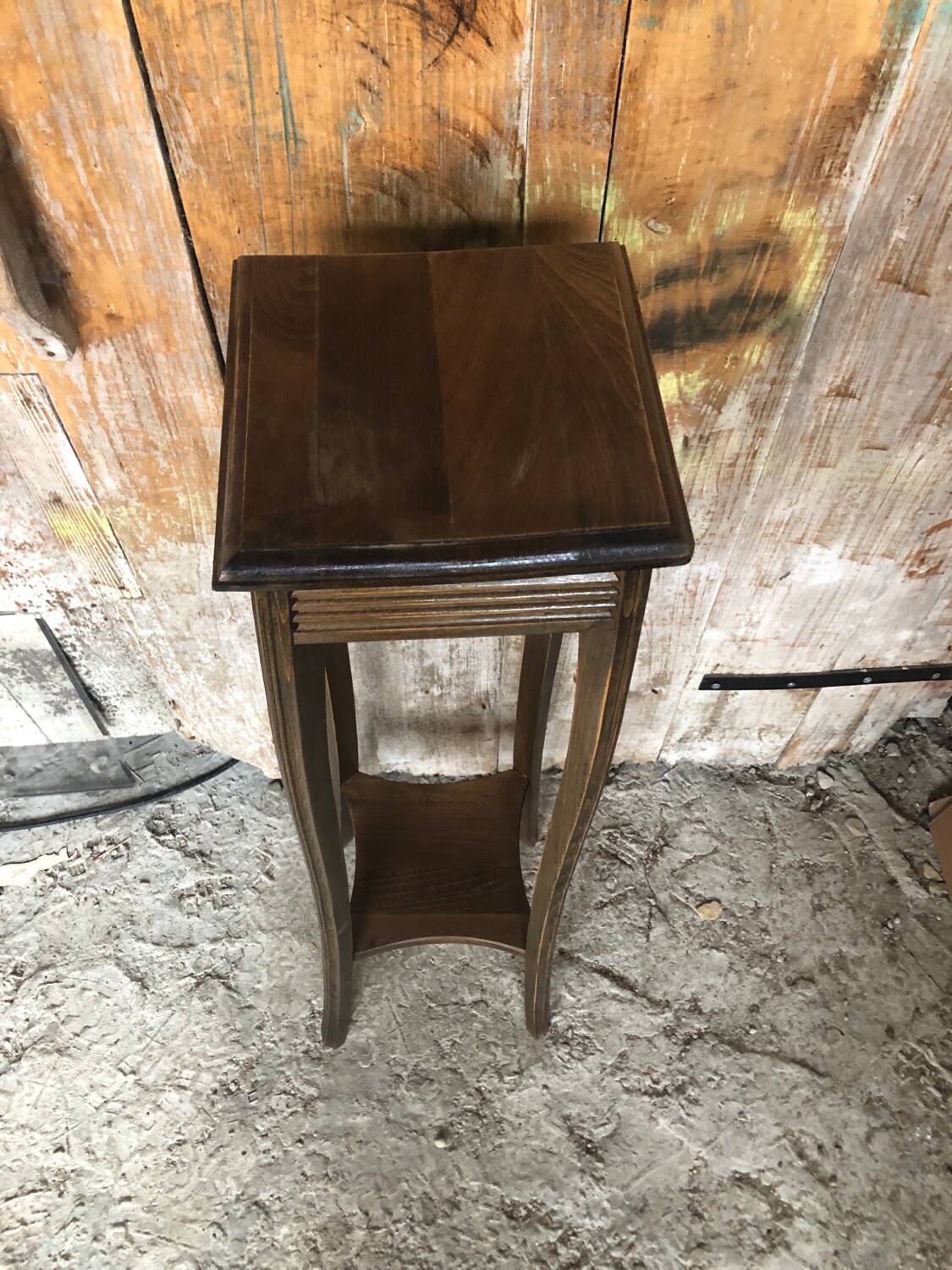 Vintage Wooden High Bolster Side Table #A605