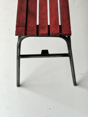 Red industrial pine bench, 1970s