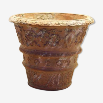 Carved garden terracotta vase