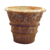 Carved garden terracotta vase