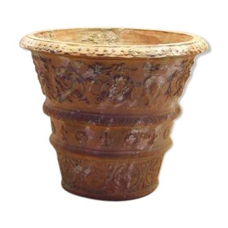 Carved garden terracotta vase