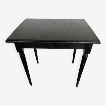 Table en bois massif peinture noire 1950