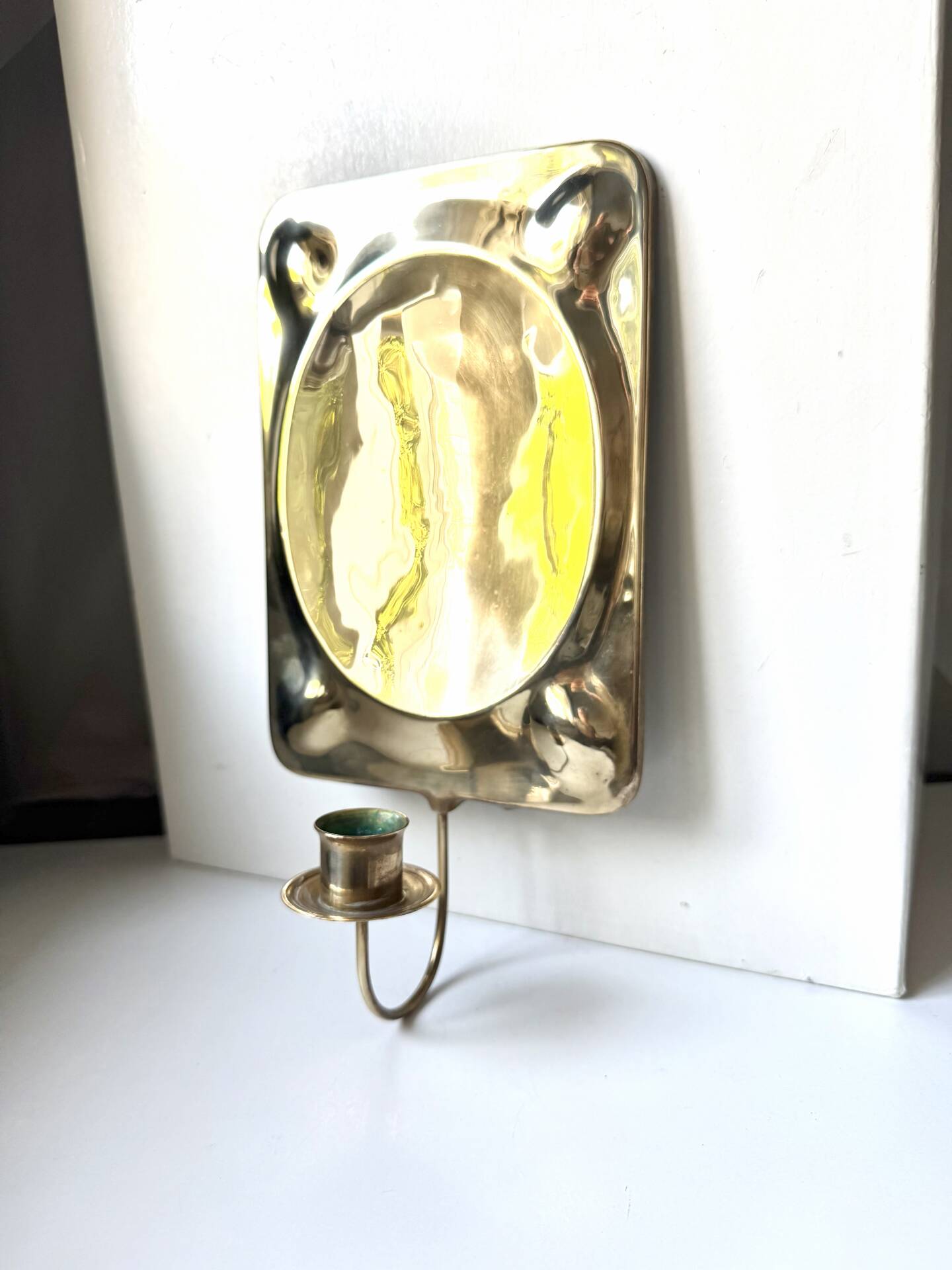 Vintage Scandinavian Brass Wall Candle holder Sconce height 29cm