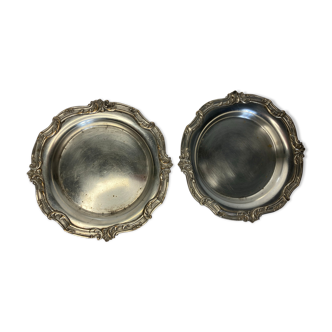Deux dessous de bouteille métal argenté rocaille début XXème