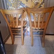 Set of 2 blond wood bistro chairs 1940