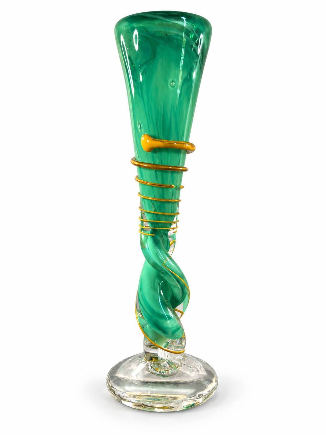 Blown glass vase by Guy Untrauer, signed and dated 1990.