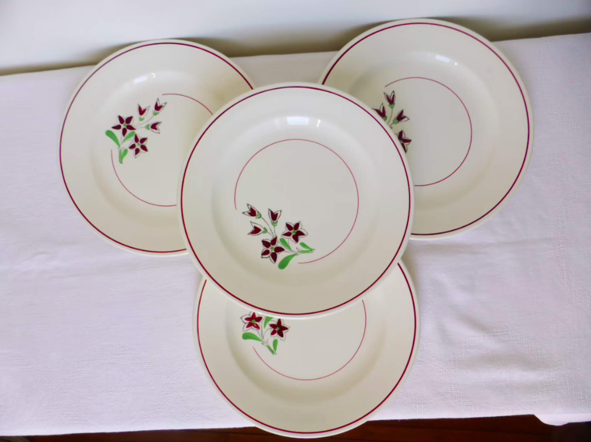 Set of 4 vintage porcelain dinner plates from the Salins factory