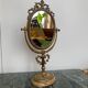 Miroir de Table Victorien Vintage en Laiton sur Base en Marbre, 1950s
