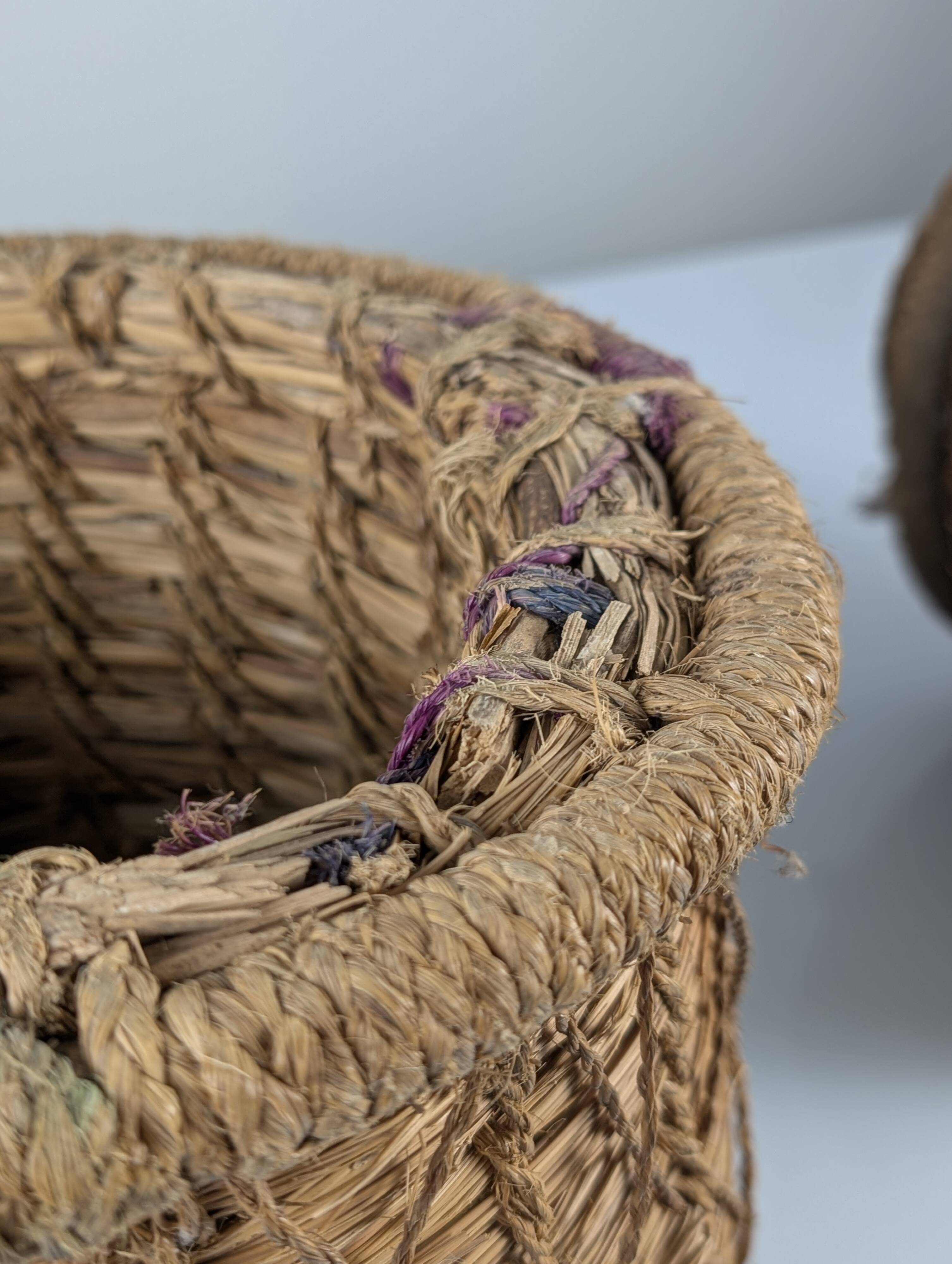 Rustic Pair of Spanish Andalusian Woven Esparto Baskets 1960s