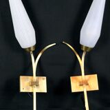Lot de 4 appliques en laiton et opaline