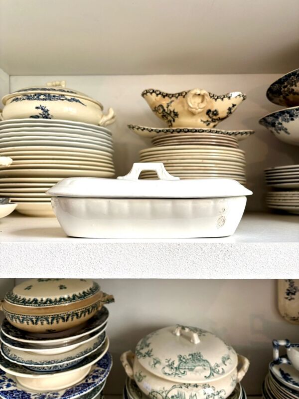 Boîte à peigne Gien en terre de fer blanche