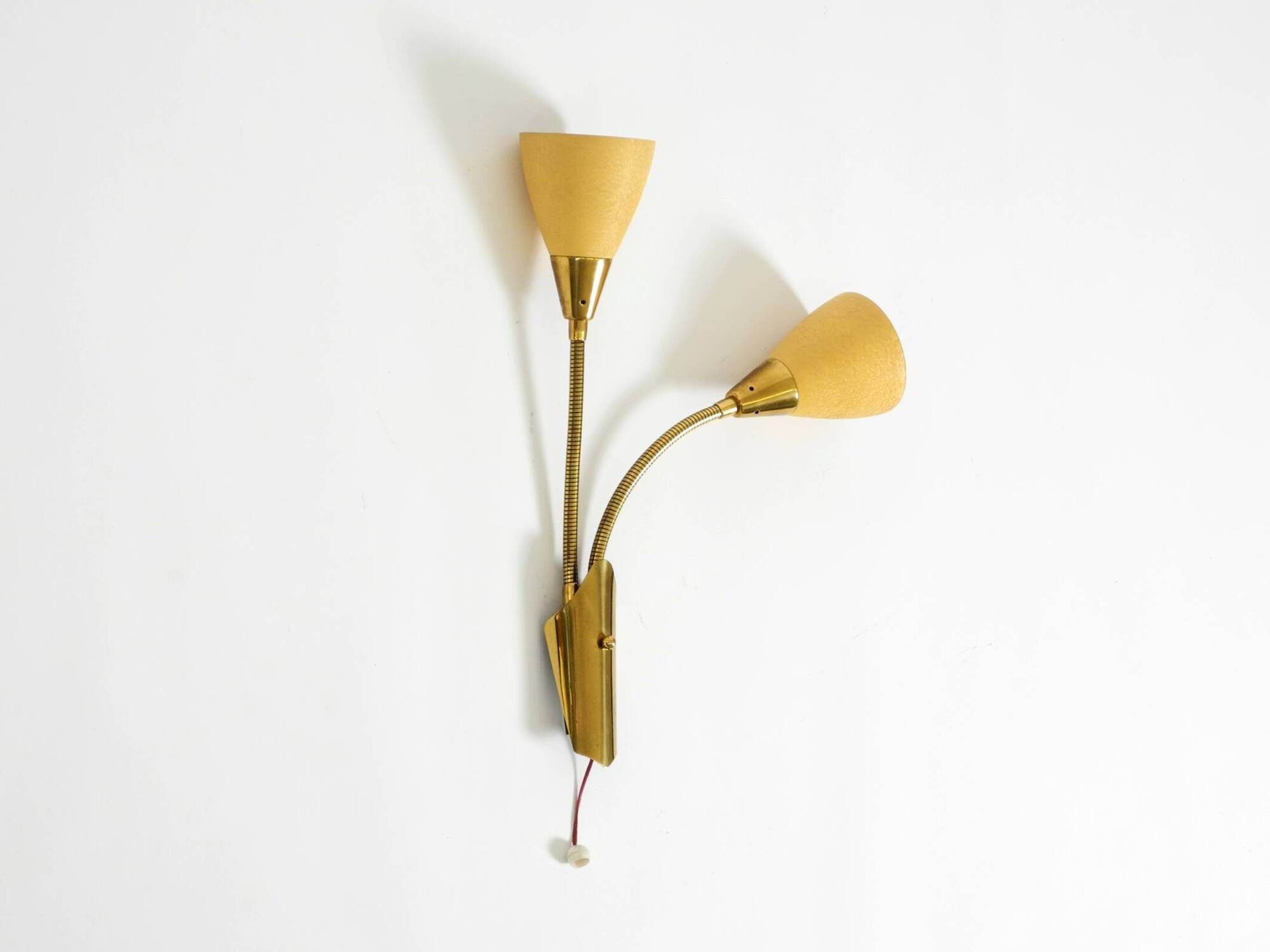 Mid Century unused brass wall lamp with double shade by Cosack Leuchten