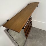 Teak wall coat rack and mirror, 60s, cloakroom