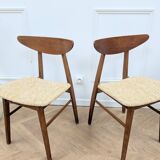 Set of two yellow reupholstered chairs