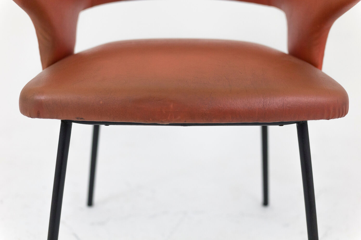 Orange skai chair and black lacquered metal, 1950s