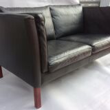 Scandinavian sofa in black leather, early 1970s