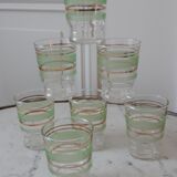Set of 7 glasses light green granite years 50-60