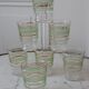 Lot de 7 verres granité vert clair années 50-60