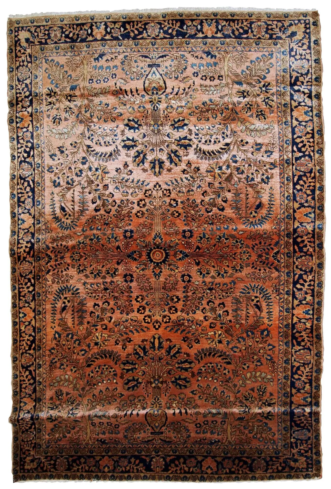 Handmade antique Persian Sarouk rug 4' x 6.4' (122cm x 195cm) 1920s