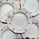 5 vintage hollow plates in opaque porcelain SALINS floral pattern