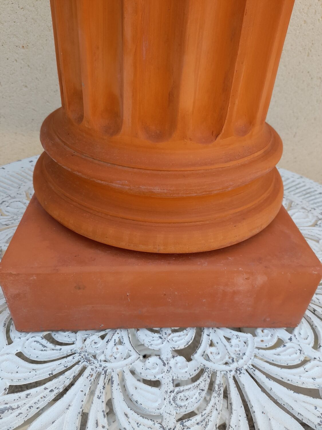 Antique fluted terracotta pedestal column