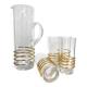 Vintage glassware set with decanter – golden spirals, France 1960