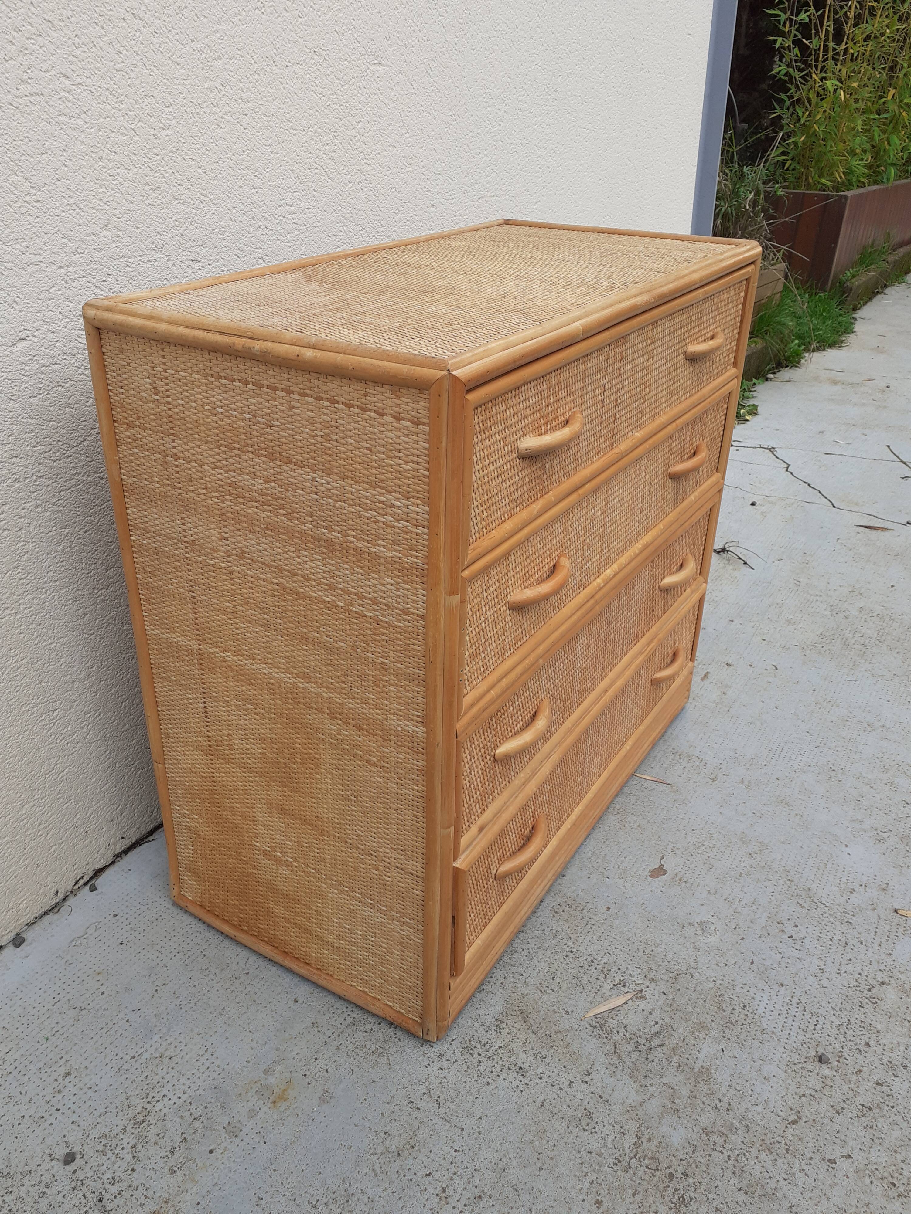 Commode osier et rotin