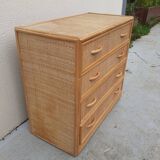 Commode osier et rotin