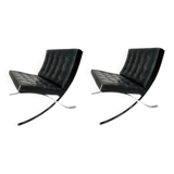 Paire de chauffeuses Barcelona attribuées à Mies Van Der Rohe pour Knoll International, années 1980