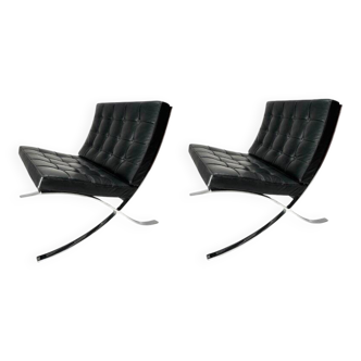 Barcelona Lounge Chairs attributed to Mies Van Der Rohe for Knoll International, 1980s, Set of 2