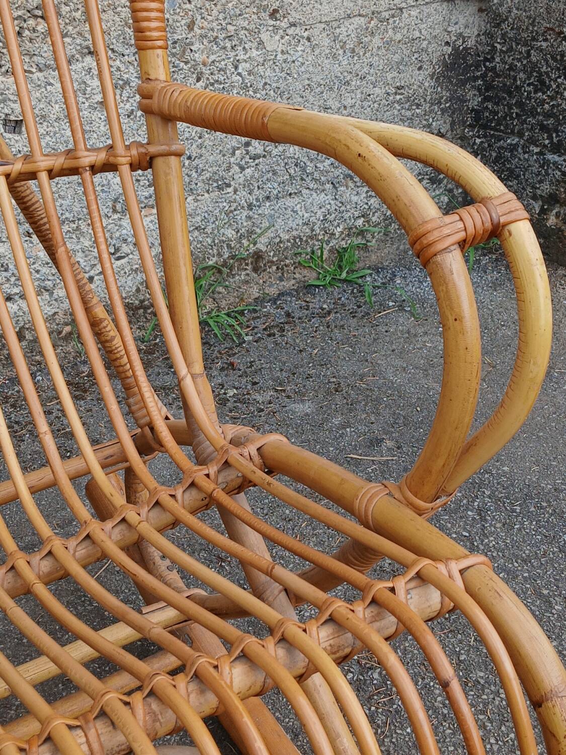 Rocking-chair en rotin , années 50/60