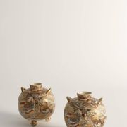 Satsuma Earthenware Vases, Hand-Painted Polychrome, Japan, Set of 2