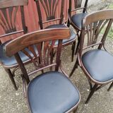Set of 6 vintage black leatherette bistro chairs