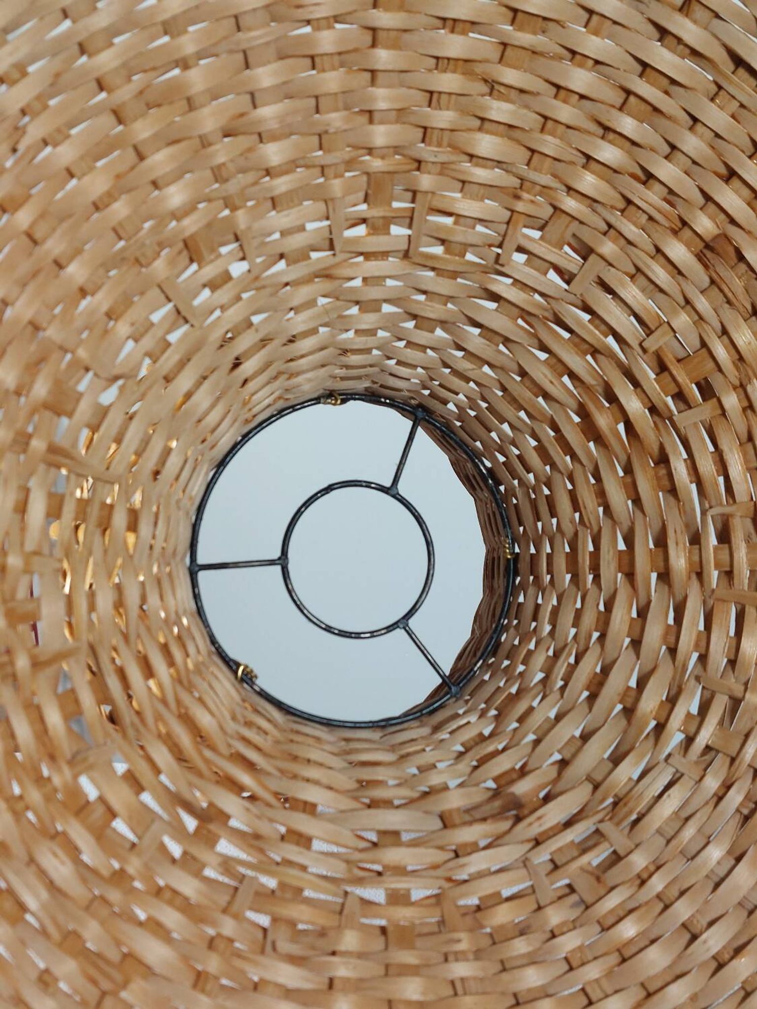 Vintage rattan lampshade from the 70s, mid-century style.